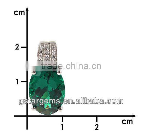 oval shape hand setting created emerald three row small stone 925 sterling silver pendant