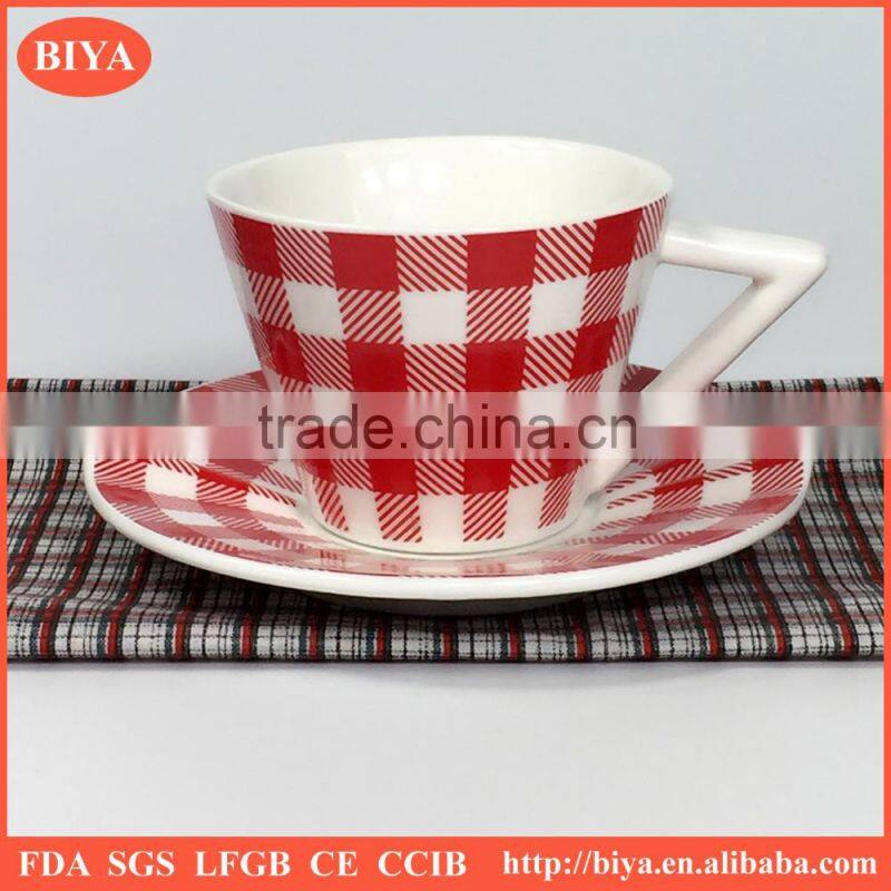 personalized tea cup saucer set New design Ceramic tea coffee cup and saucer with decal printing mug