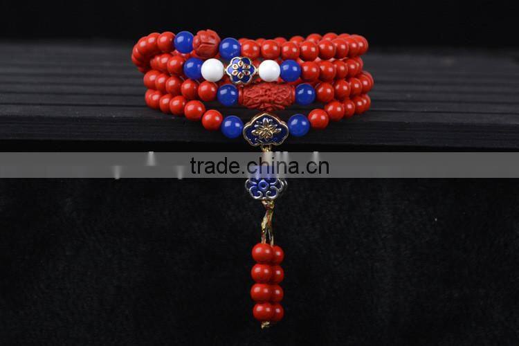 6mm 108 beads bracelets cinnabar red bracelet mala necklace