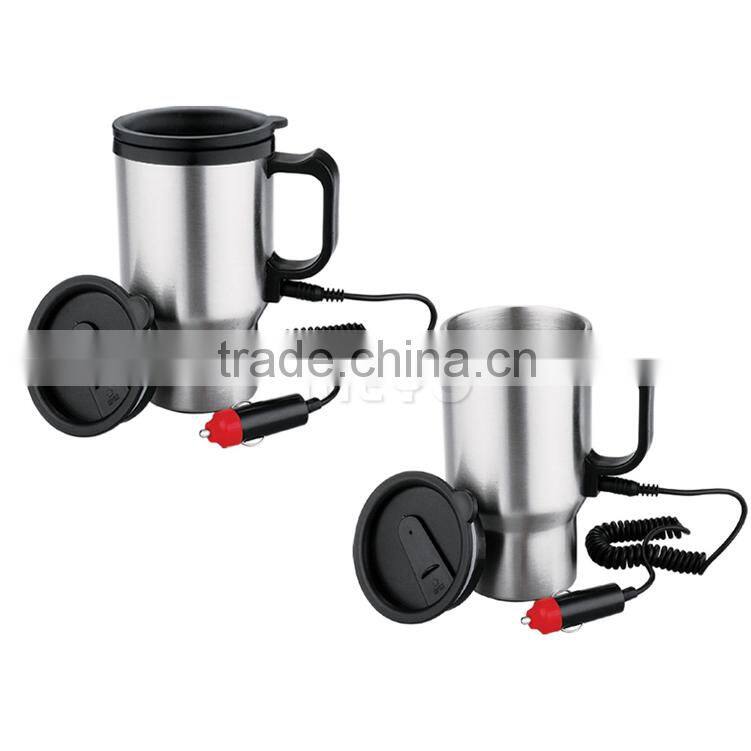 Stainless Steel Auto Heated Travel Coffee Tea Mug Cup With Car Charger