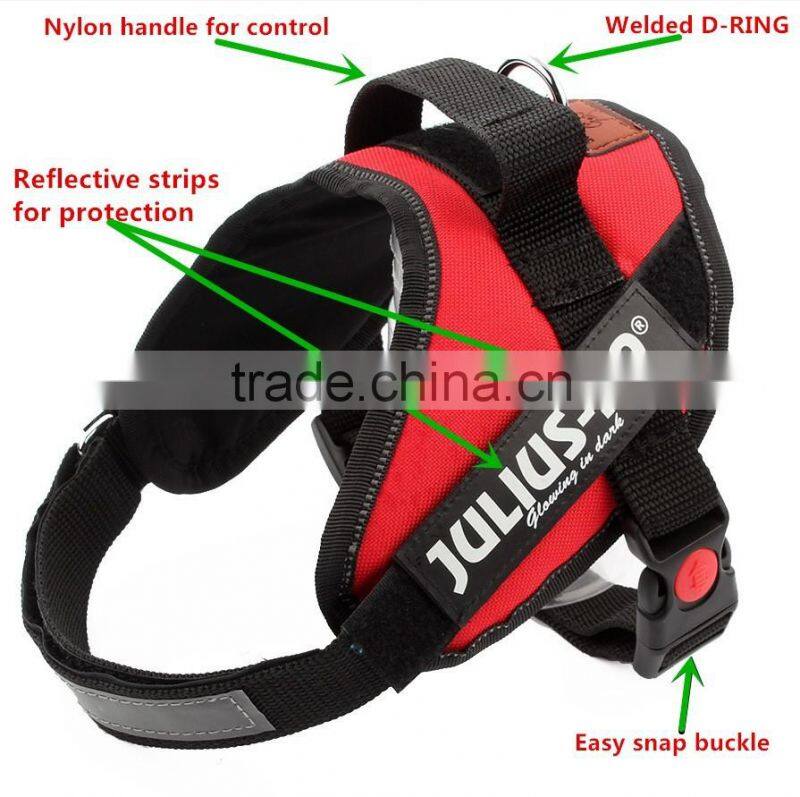high quality cotton K9 nylon reflective pet K9 dog harness fashion large dog collar vest 4 colors