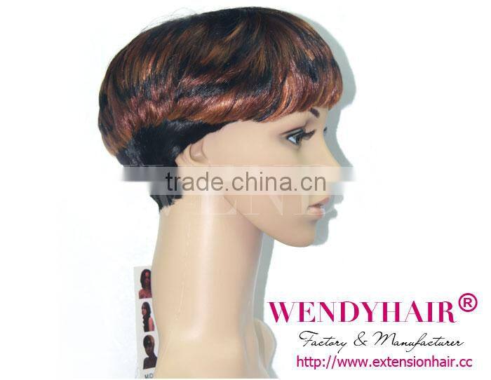 Cheap fashion synthetic hair wigs short hair machine made wig