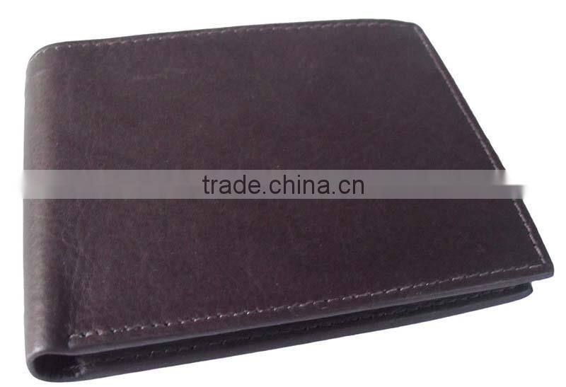 Simple design high quality black genuine leather mens rfid wallet