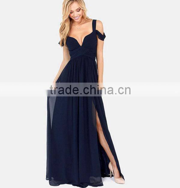 Women's Cute Dark Blue V-Neck Dress