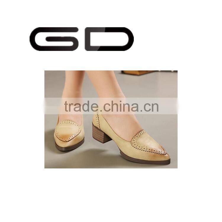 GD fashion retro pointed toe soft leather flat shoes for women