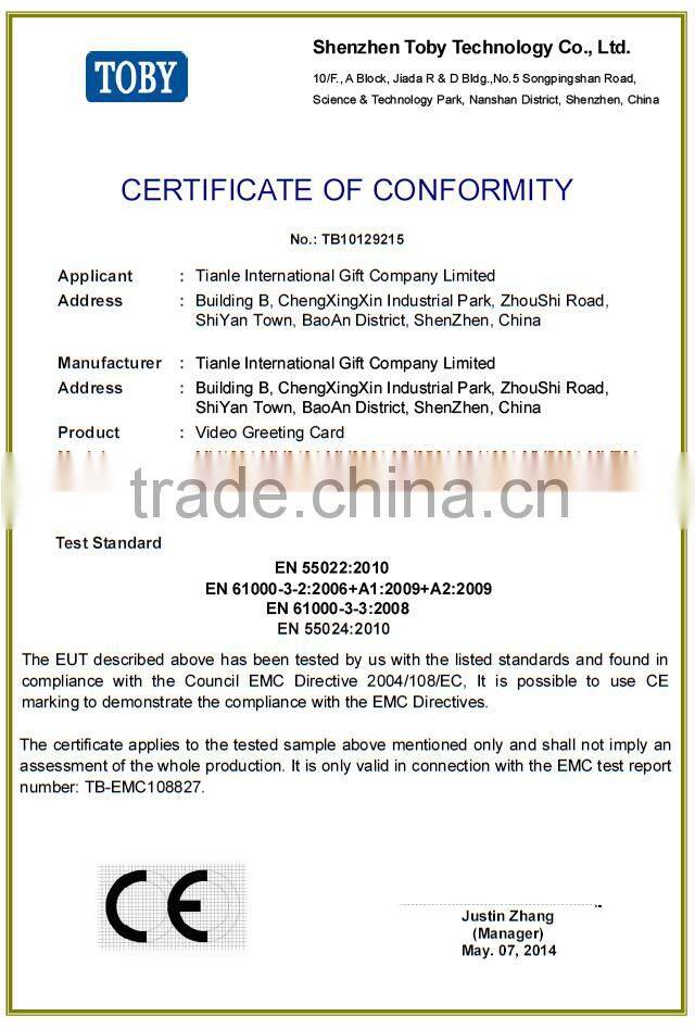 Hardcover 7 inch lcd brochure card video brochure video book with pocket and booklet