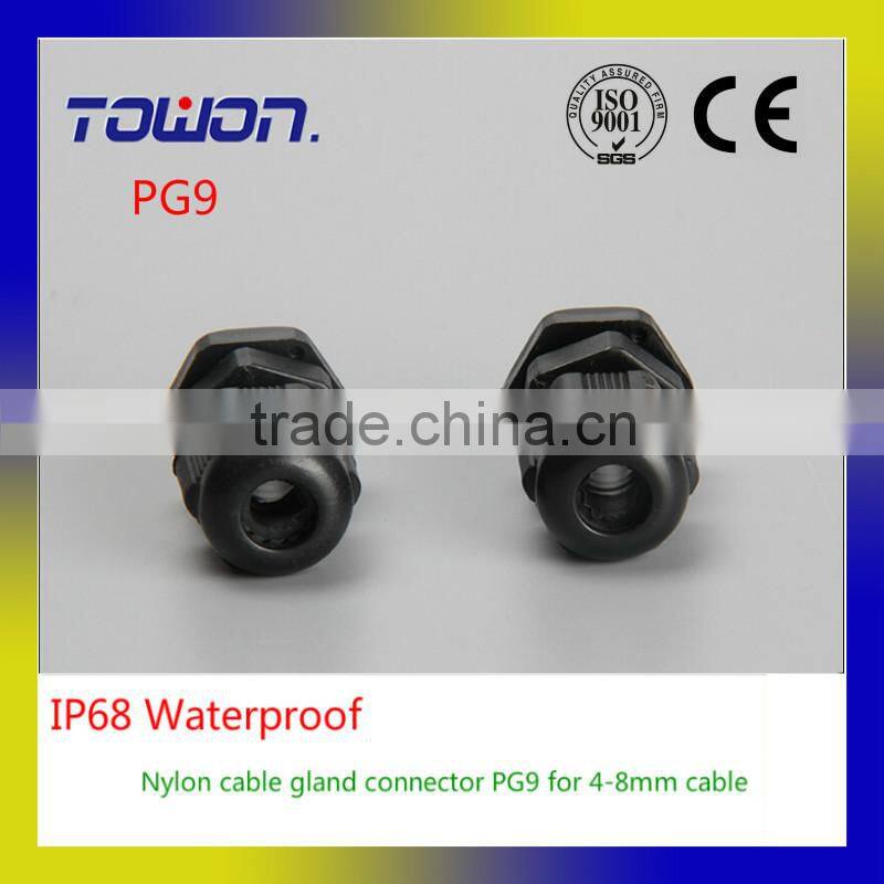 Hot Sale IP68 Waterproof Nylon Plastic white Cable Gland Connector PG9 for 4-8mm water joint
