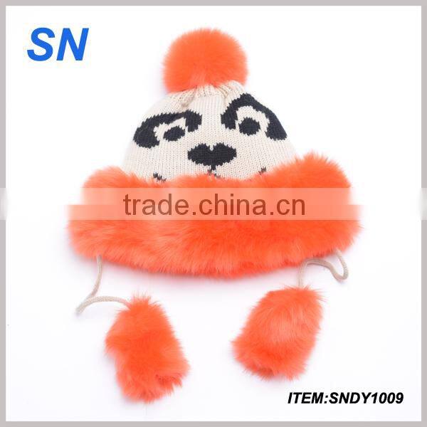 wholesale pom pom winter knitted beanie hat scarf set