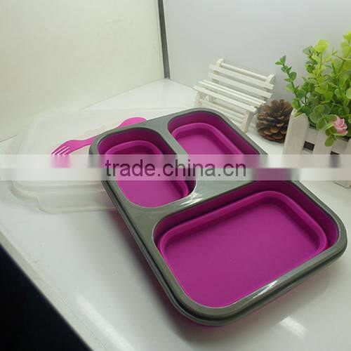 2014 hot sale silicone picnic box silicone lunch box silicone portable meal box