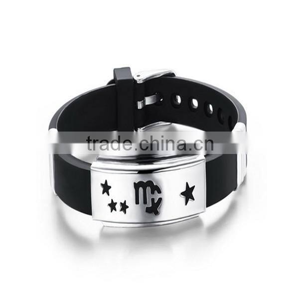 engrave metal plate silicone bracelet stainless steel