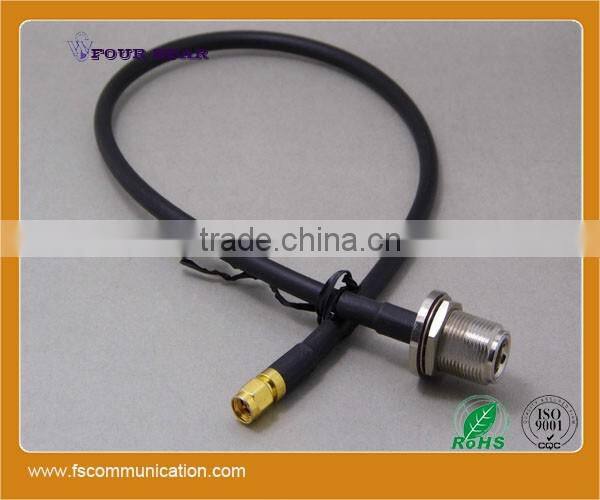 LMR240 Cable Assembly with N Female Bulkhead Crimp to SMA Male Crimp Connector