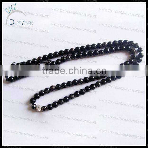 Fashion black glass bead shamballa necklace