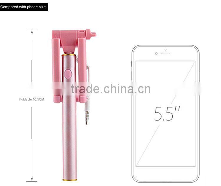 Veister 2016 Pocket size plug and play foldable mini wired cable selfie stick monopod
