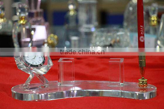 Delicacy Crystal Pen Holder With Electronic Watch