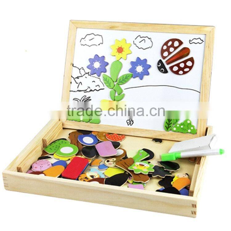 black-and-white board drawing toy series wooden magnetic Jigsaw for kids puzzle