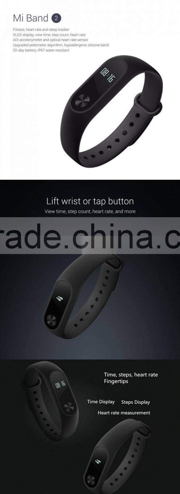 2016 New premium OLED Screen Original Xiaomi Mi Band 2 smart Wristband Heart Rate fitness Bracelet support whatsapp facebook