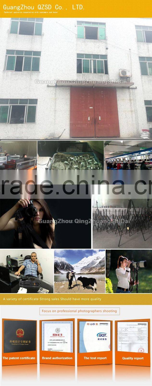 QZSD-Q228C Travel Carbon Fiber Tube Professional DSLR Digital Camera monopod Golden color Camera Video Tripod monopod