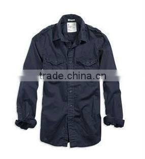 comfortable men's twill Military shirt with long sleeves