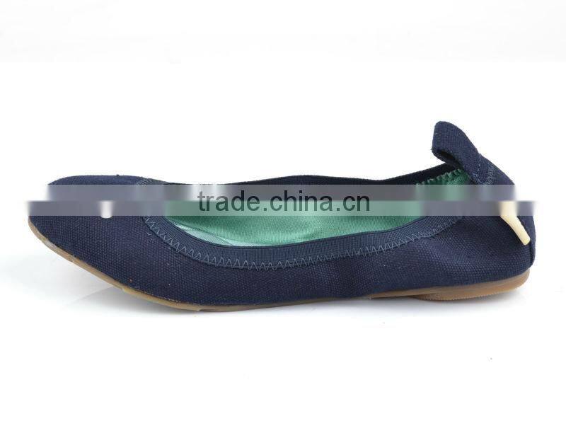 Wholesale cheap price flat ballerina shoes navy canvas women flat shoes
