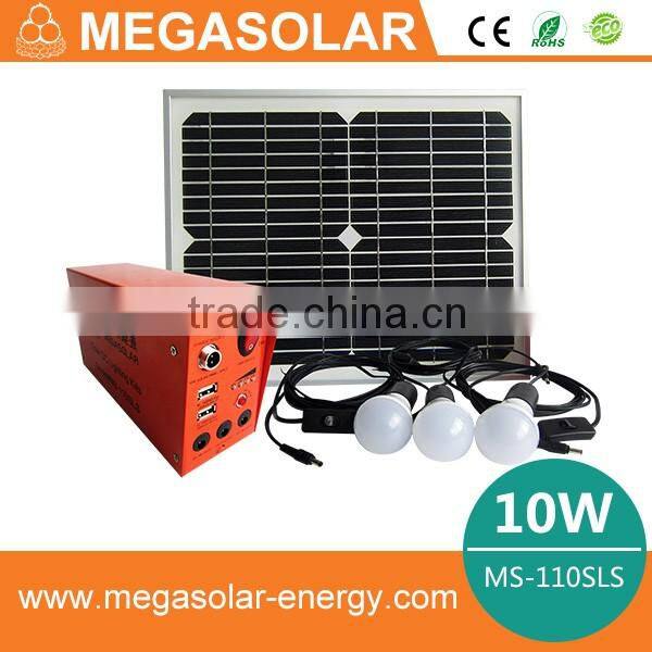 2016 portable 10w solar system for home lighting