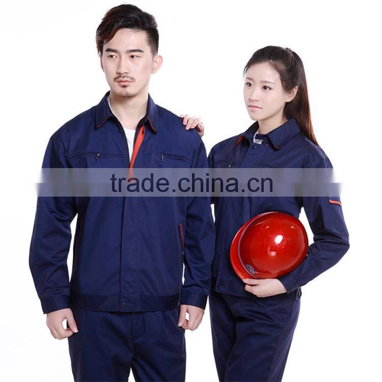 Custom made working clothes unisex industrial wearing workwear fabric 100% with OEM log for wholesale top quality