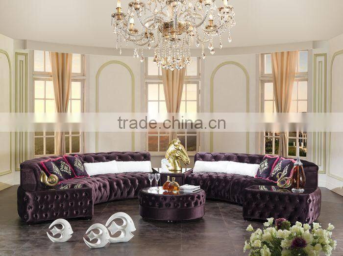 Button Tufted Upholstered Fabric Corner Sofa DH034