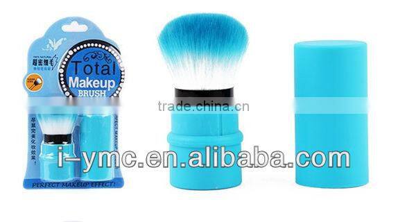 blue cosemtic retractable kabuki makup powder brush tool kits