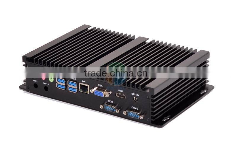 Wholesale fanless mini pc with 2 COM 4 USB 3.0 Intel Celeron 1037u processor 4G RAM 120G SSD