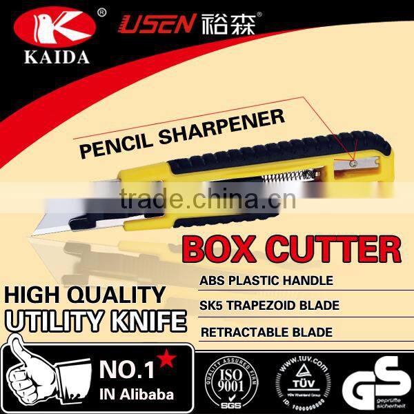 tool cutter 3pcs Trapezoid blade Zinc alloy Auto Retractable Utility Cutter Knife