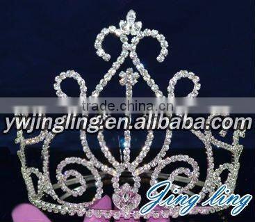 large full round rhinestone crystal silver pageant crowns for sale