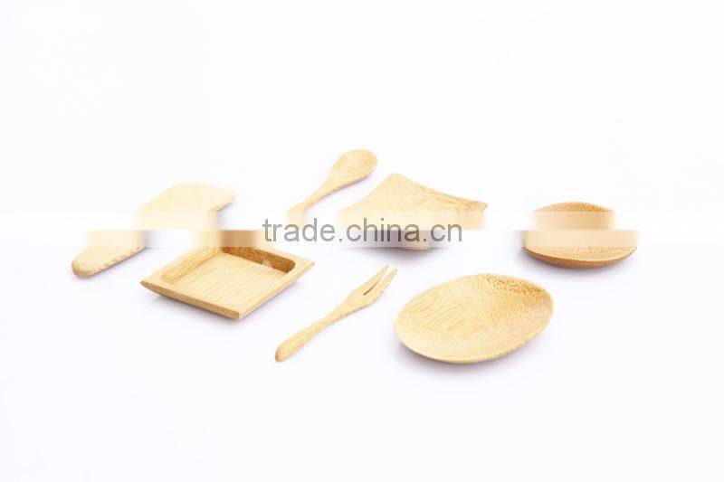 6 pcs Chinese mini disposable soy sauce bamboo tableware set