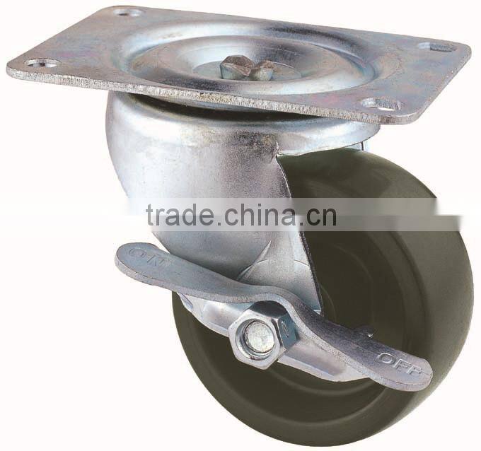 31 Series Single Ball Raceway Structure Top Plate Swivel Black PP Caster with Side Brake
