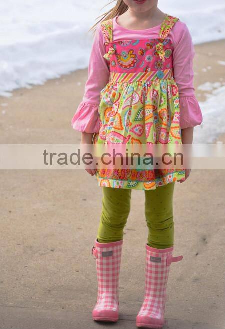 Yiwu koya christmas Stripes Outfit Kids Winter Boutique Giggle Moon Remake outfit with pant Ruffle adorable Baby Girl Outfit