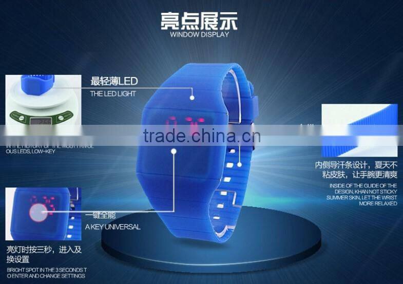 Promotional Gift Shape Adjustable colorful silicone watch strap LED digital watches