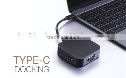 VGA to usb type c docking station laptop charging adapter