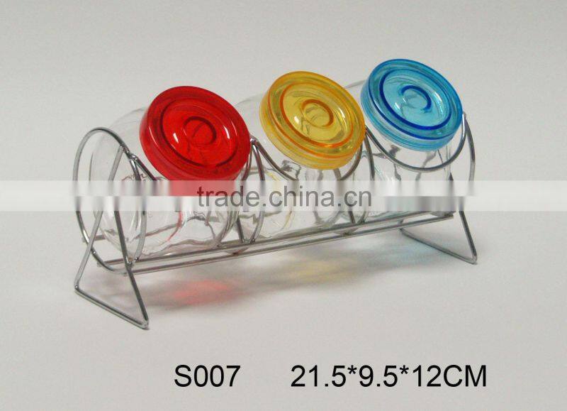 Clear glass storage jar sets with rack