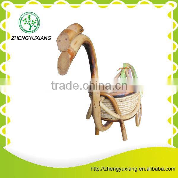 Swan shape with wheels rattan basket