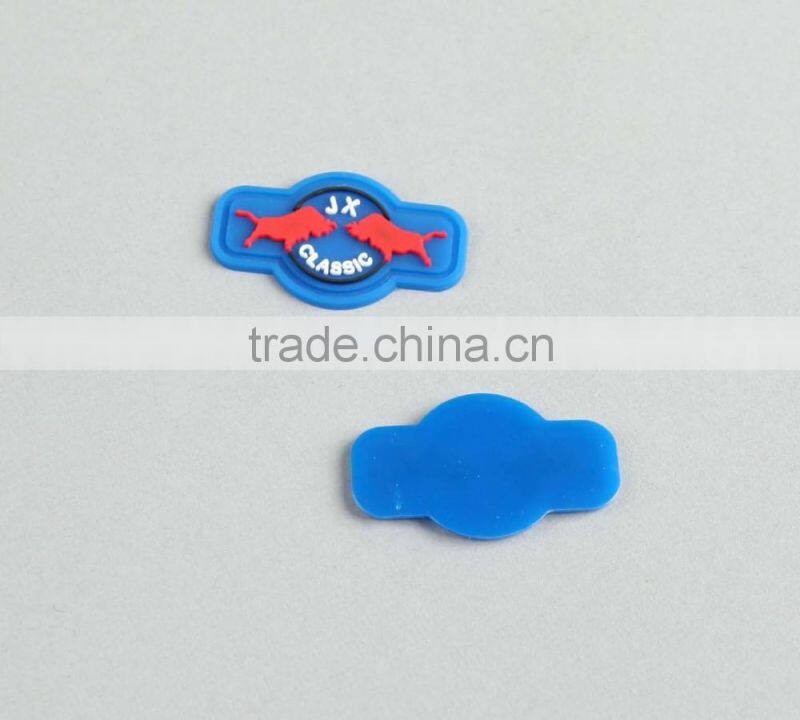 Custom Logo PVC Rubber Patch Hat Badge Backpack Label Blue Base
