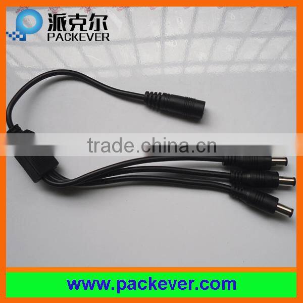 Black DC5-24V 5.5*2.1mm female/ male dc plug single color LED strip 1 in 3 out DC splitter