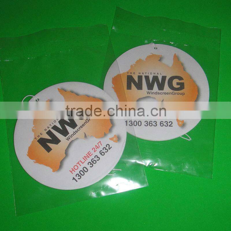 Guangzhou factory hanging air freshener , printing your artwork car air fresheners