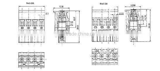 Pluggable Terminal Block XS2ESDV 300V 15A 5.0/5.08/7.62/3.81/3.5mm Pitch with UL, CE, ISO, SGS,CQC Approved