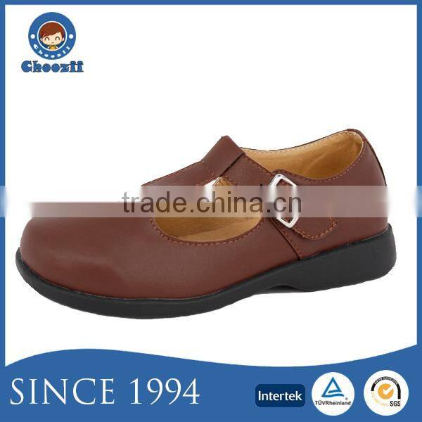 2016 Popular Black Buckle Mary Jane Kids School Shoes