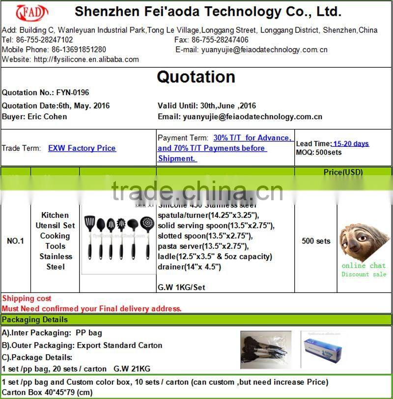 Hot Sale Alibaba 6 pcs Stainless Steel handle New Products As Seen As TV Kitchen Utensils Set