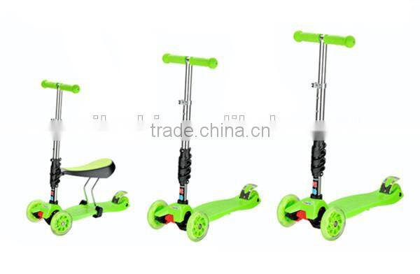 3 Wheel Baby Scooter Toy With Comfortable Seat/3 in 1 Ride On Toy Baby Three Wheels Foot Scooter With Adjustable Seat
