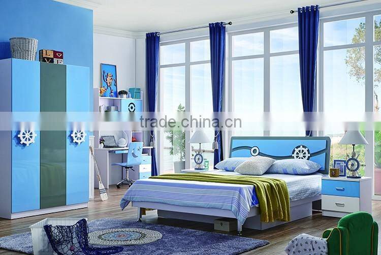 kids wooden panel bedroom furniture sets in marine helm design