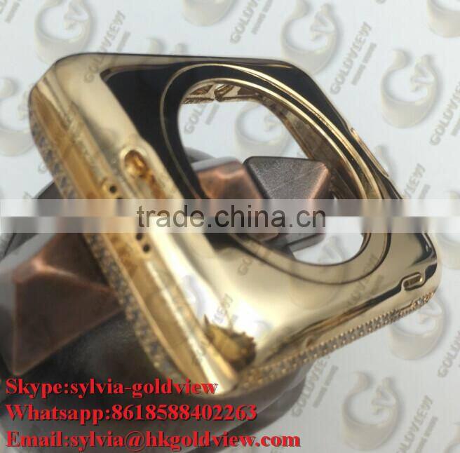 China Factory Newest Coming For Apple Watch Gold Housing with Diamonds by Handmade,brand watch factory china