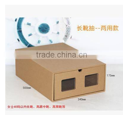 Creative women shoe paper box with pp clear window for long boots 34*50*17.5cm