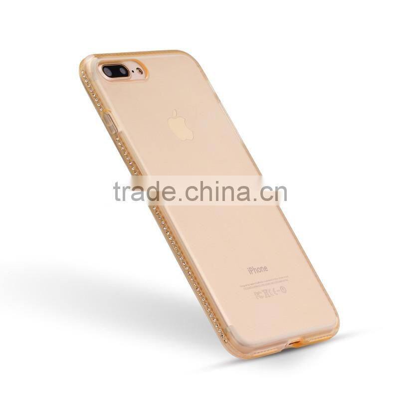 Ultra Thin Clear TPU Diamond Case For iPhone 7, for iPhone 7 Crystal Clear Rhinestones Case