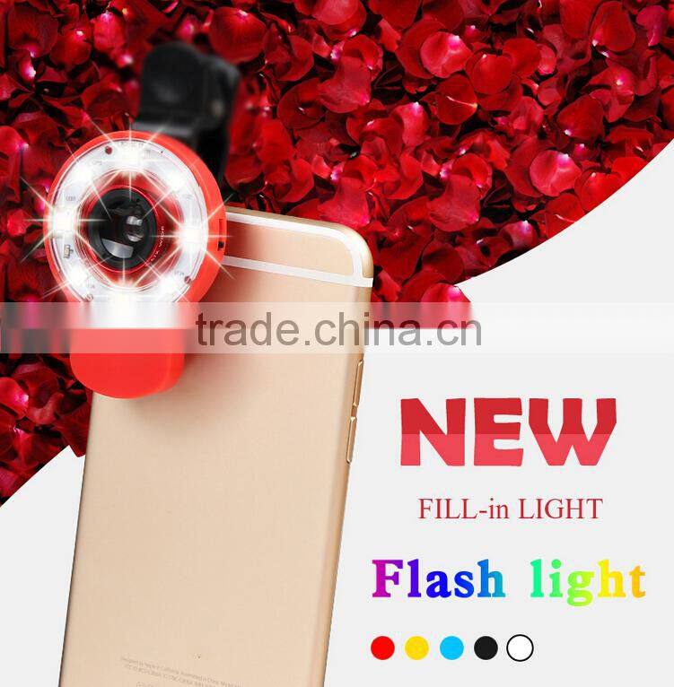 4 in 1 fisheyes lens led flash fill in night light, for iphone external led flash light