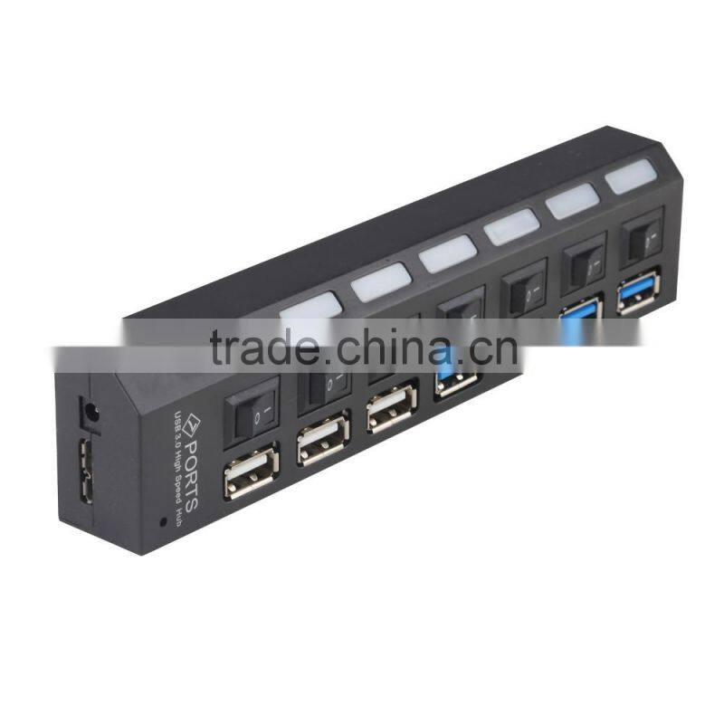 Multi 7 port usb hub, 4 port usb 3.0 hub+3 port usb 2.0 hub with individual on/off switches